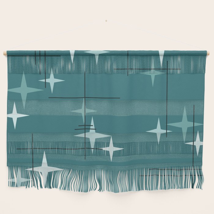 Mid Century Modern Stars (Ocean Green) Wall Hanging Gallery Image 1