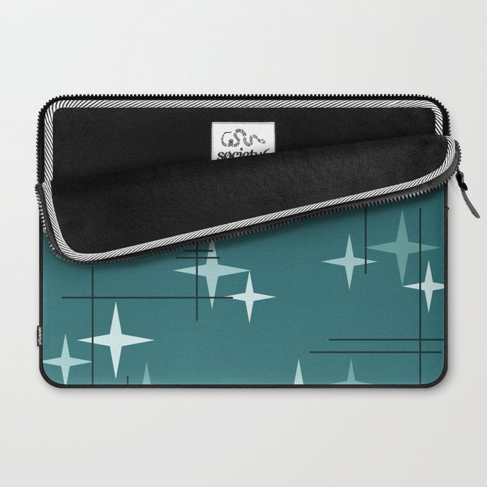 Mid Century Modern Stars (Ocean Green) Laptop Sleeve Gallery Image 2