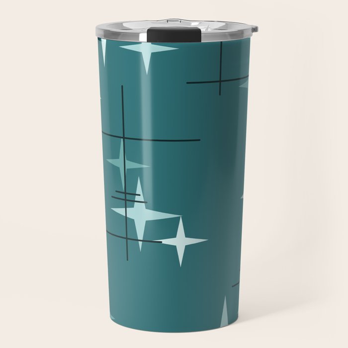 Mid Century Modern Stars (Ocean Green) Travel Mug Gallery Image 1