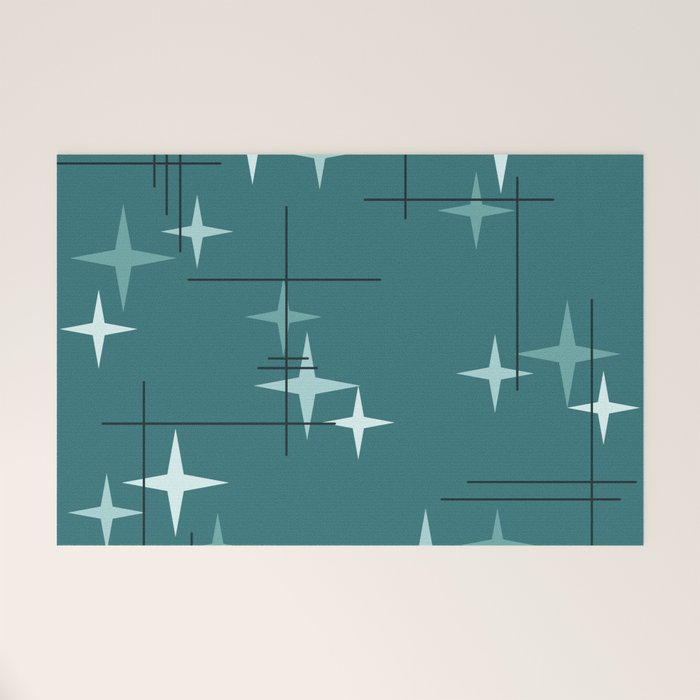 Mid Century Modern Stars (Ocean Green) Welcome Mat Gallery Image 1