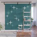 Mid Century Modern Stars (Ocean Green) Wall Mural Gallery Image 1