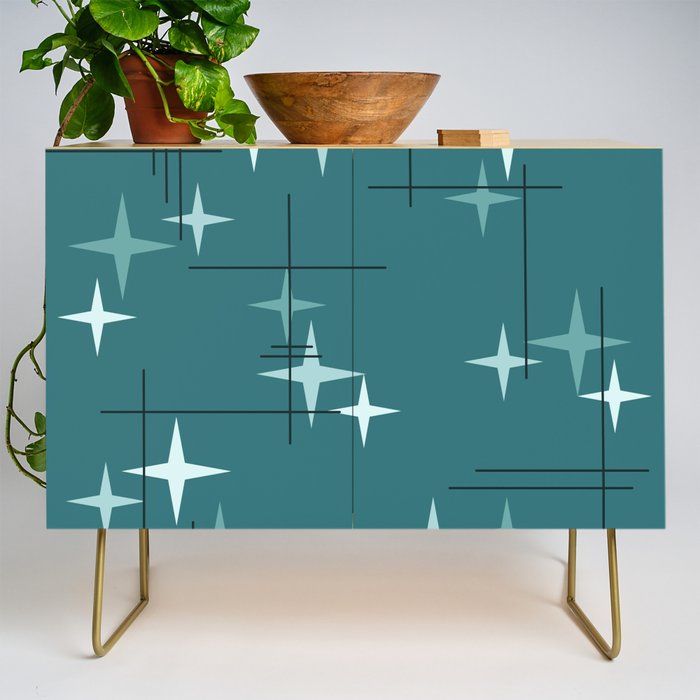 Mid Century Modern Stars (Ocean Green) Credenza Gallery Image 1