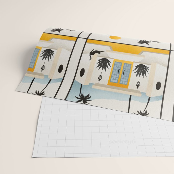 Palm Springs Home â Yellow & Blue Wrapping Paper Gallery Image 2