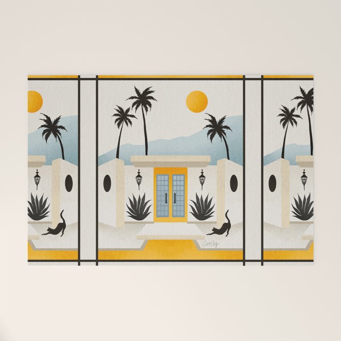 Palm Springs Home â Yellow & Blue Welcome Mat Gallery Image 1