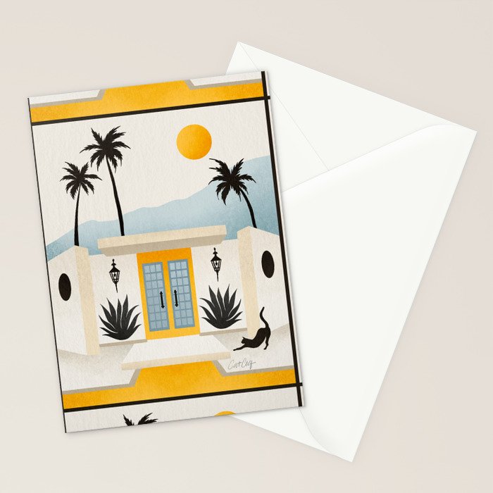 Palm Springs Home â Yellow & Blue Stationery Card Gallery Image 2