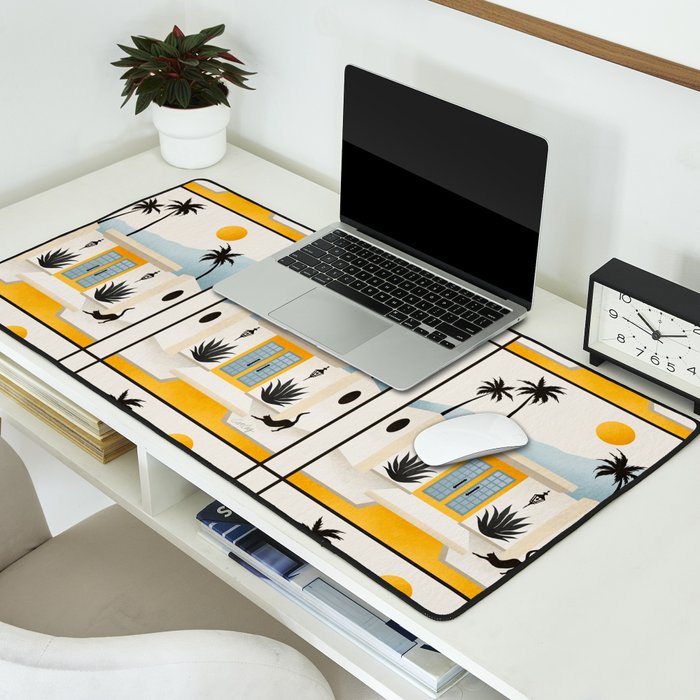 Palm Springs Home â Yellow & Blue Desk Mat Gallery Image 2
