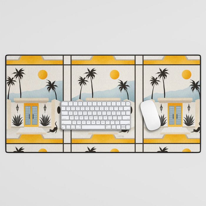 Palm Springs Home â Yellow & Blue Desk Mat Gallery Image 1