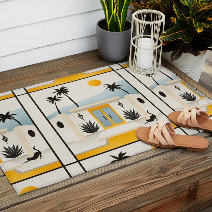 Palm Springs Home â Yellow & Blue Outdoor Rug Gallery Image 2