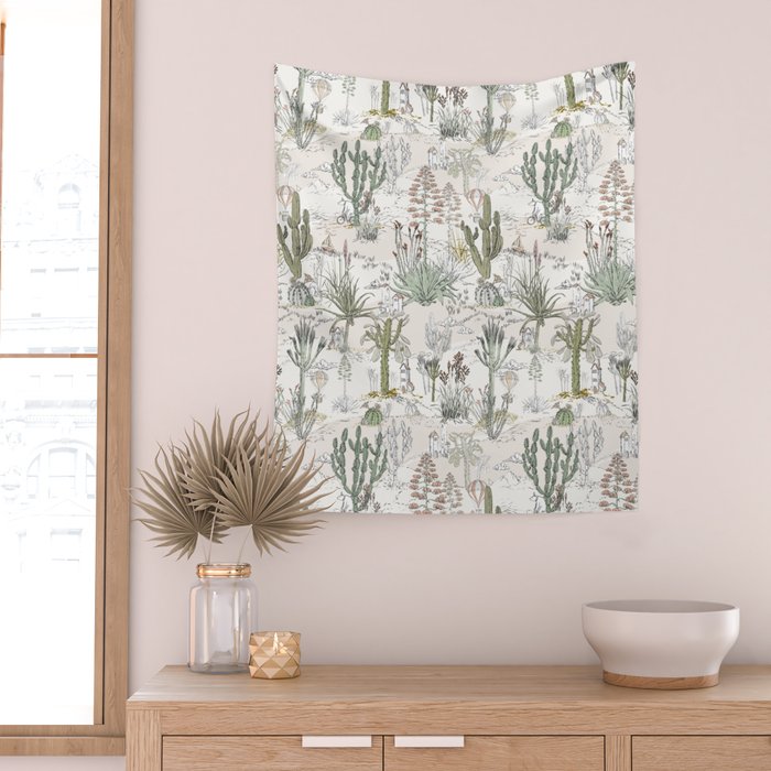 whimsical cactus landscape airy Wall Tapestry Gallery Image 2