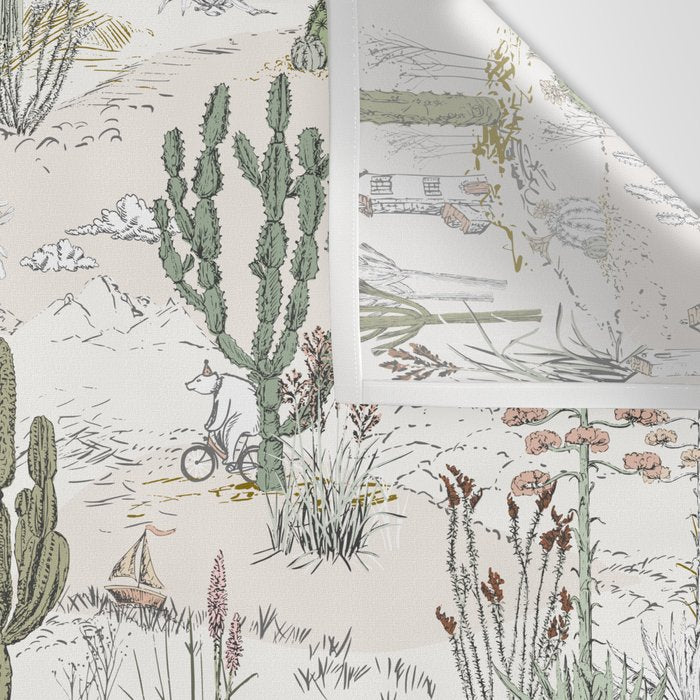 whimsical cactus landscape airy Wall Tapestry Gallery Image 3
