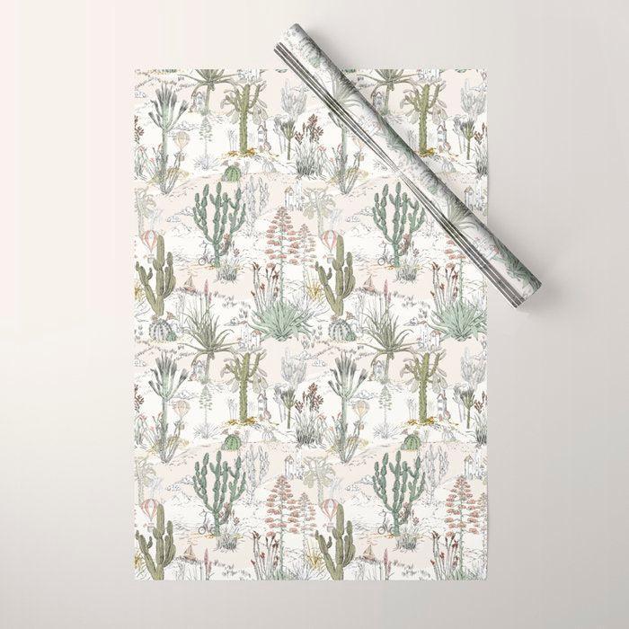 whimsical cactus landscape airy Wrapping Paper Gallery Image 1