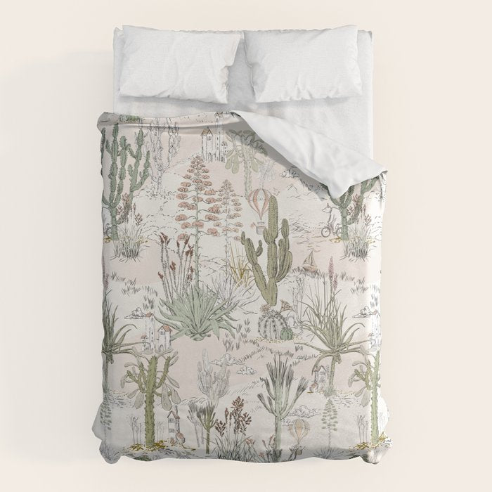 whimsical cactus landscape airy Duvet Cover Gallery Image 1