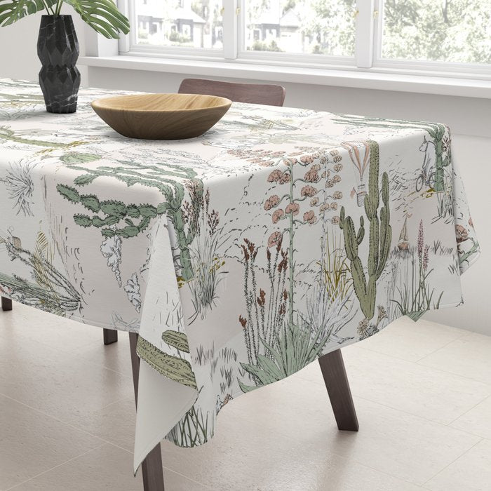 whimsical cactus landscape airy Tablecloth Gallery Image 3