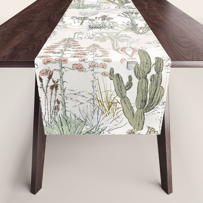 whimsical cactus landscape airy Table Runner Gallery Image 1