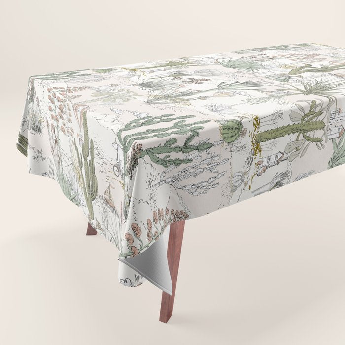 whimsical cactus landscape airy Tablecloth Gallery Image 1