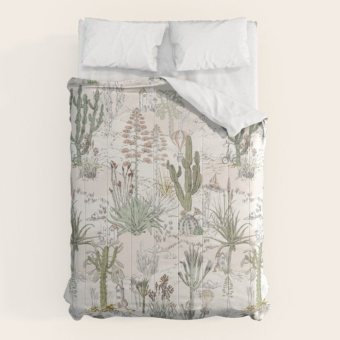 whimsical cactus landscape airy Comforter Gallery Image 1