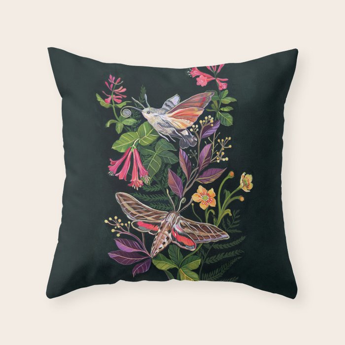 Hummingbird Moth Throw Pillow Gallery Image 6