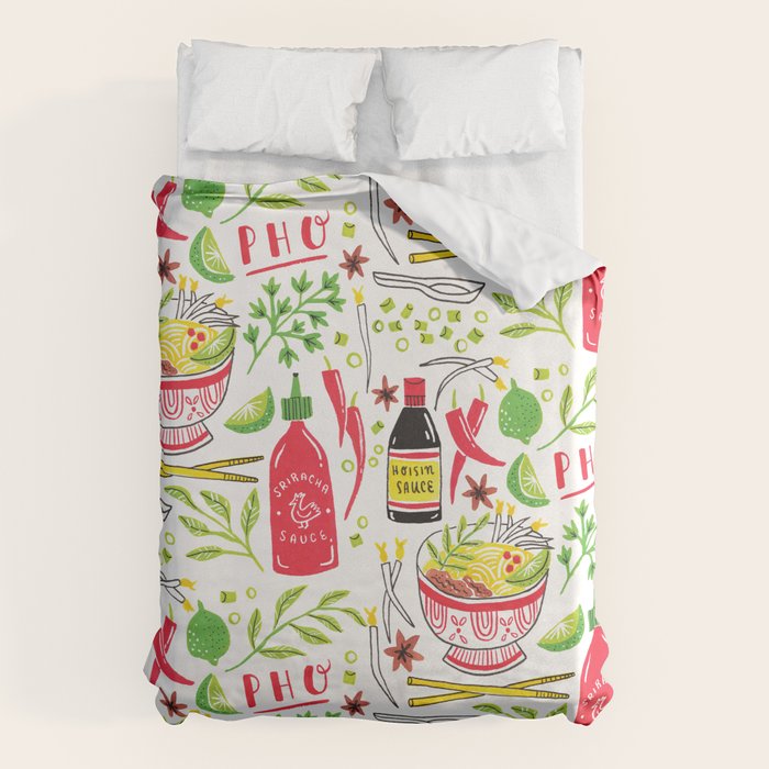 Vietnamese Pho Soup Sriracha Duvet Cover Gallery Image 6