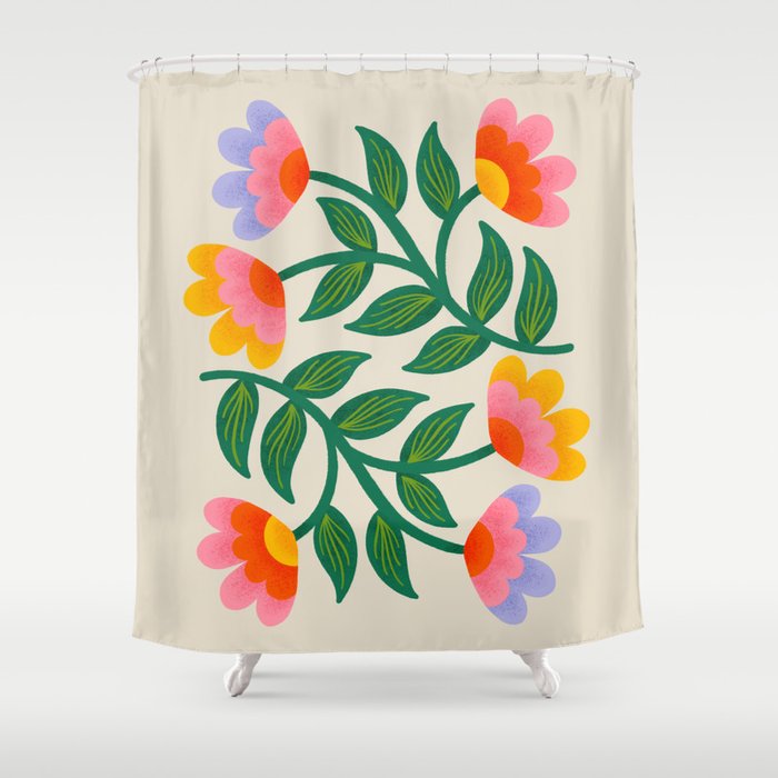 Symmetrical Flowers 1 Shower Curtain Gallery Image 1