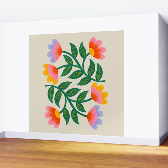 Symmetrical Flowers 1 Wall Mural Gallery Image 2