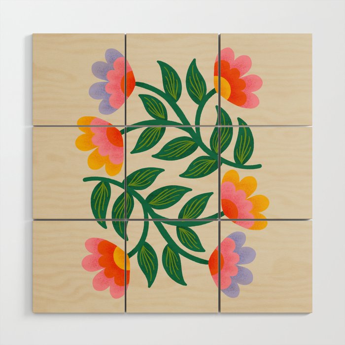 Symmetrical Flowers 1 Wood Wall Art Gallery Image 1