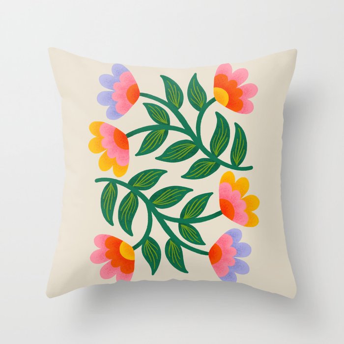 Symmetrical Flowers 1 Throw Pillow Gallery Image 6