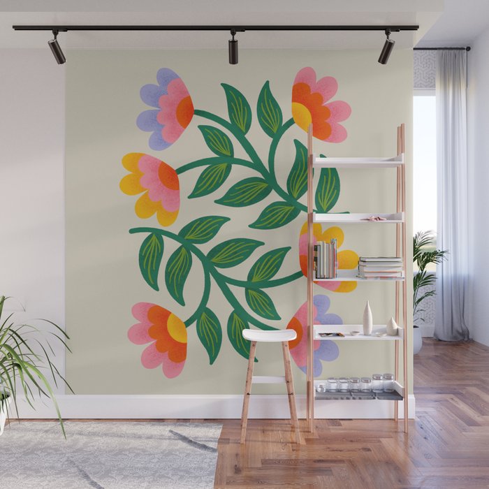 Symmetrical Flowers 1 Wall Mural Gallery Image 1