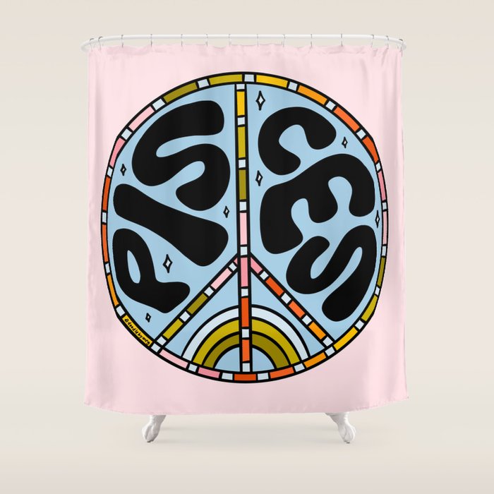 Pisces Peace Sign Shower Curtain Gallery Image 1