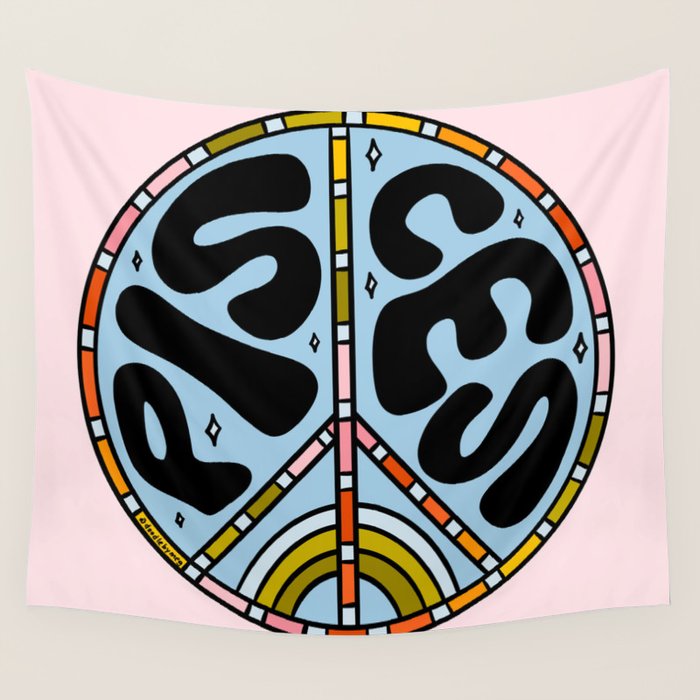 Pisces Peace Sign Wall Tapestry Gallery Image 1
