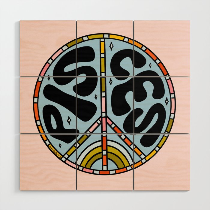 Pisces Peace Sign Wood Wall Art Gallery Image 1