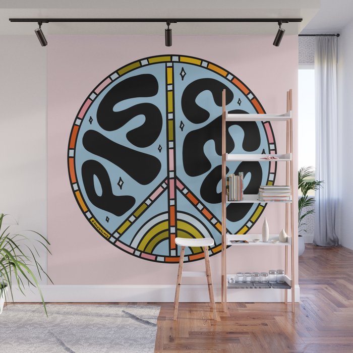 Pisces Peace Sign Wall Mural Gallery Image 1
