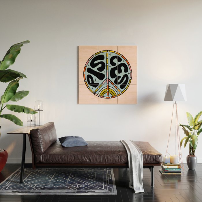 Pisces Peace Sign Wood Wall Art Gallery Image 2