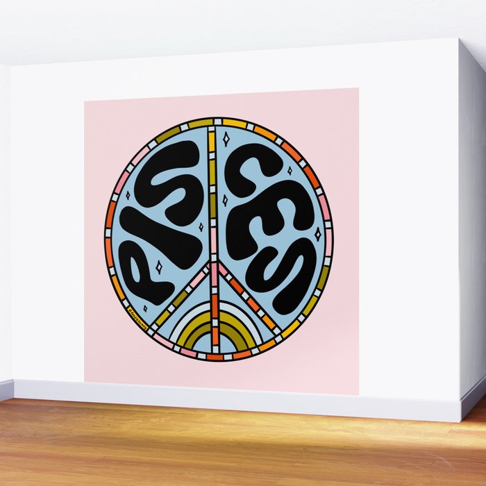 Pisces Peace Sign Wall Mural Gallery Image 2