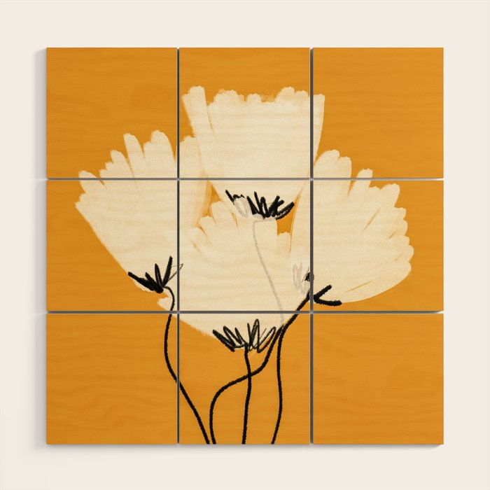The Cosmo Yellow Flowers Wood Wall Art Gallery Image 1