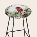 Cardinal Christmas Wreath, Floral Prints Stool Gallery Image 2