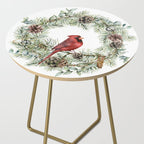 Cardinal Christmas Wreath, Floral Prints Side Table Gallery Image 2