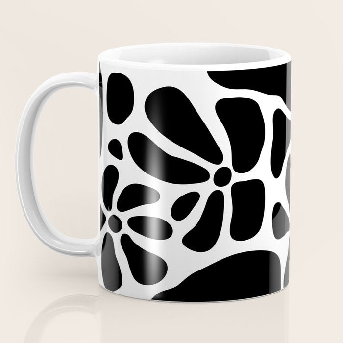 Abstract black and white flower nature art pattern Coffee Mug Gallery Image 3