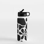 Abstract black and white flower nature art pattern Water Bottle Gallery Image 1