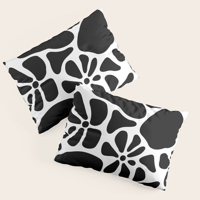Abstract black and white flower nature art pattern Pillow Sham Gallery Image 3