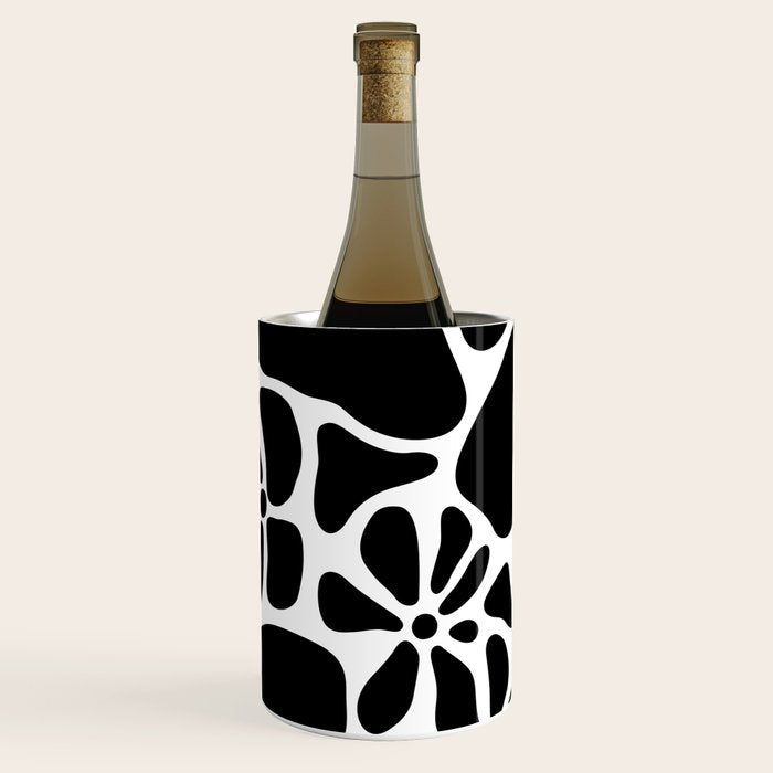 Abstract black and white flower nature art pattern Wine Chiller Gallery Image 1