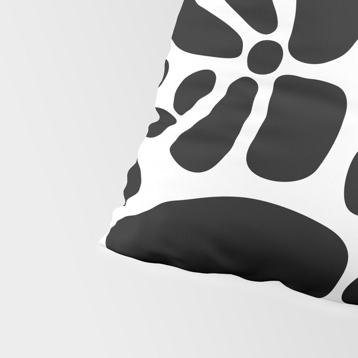 Abstract black and white flower nature art pattern Pillow Sham Gallery Image 4