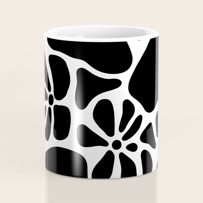 Abstract black and white flower nature art pattern Coffee Mug Gallery Image 4