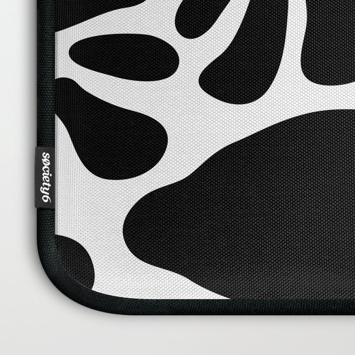 Abstract black and white flower nature art pattern Laptop Sleeve Gallery Image 3