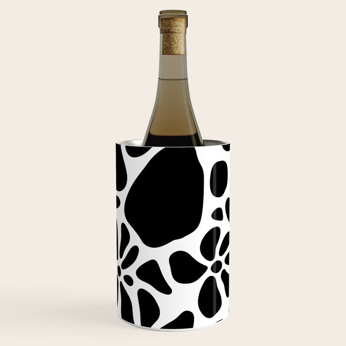 Abstract black and white flower nature art pattern Wine Chiller Gallery Image 3