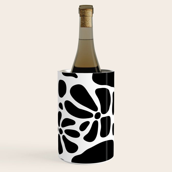 Abstract black and white flower nature art pattern Wine Chiller Gallery Image 2