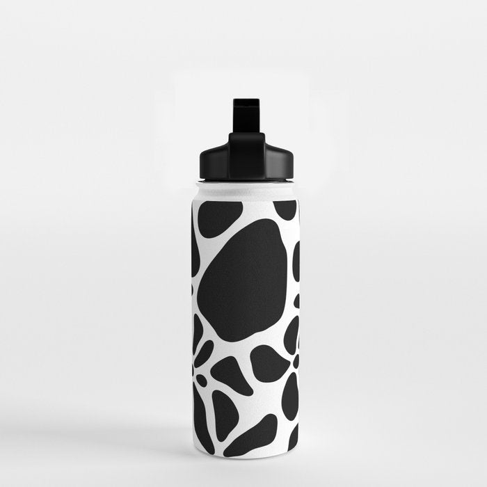 Abstract black and white flower nature art pattern Water Bottle Gallery Image 2