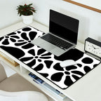 Abstract black and white flower nature art pattern Desk Mat Gallery Image 2