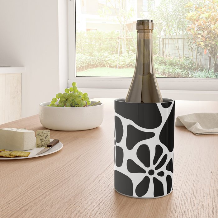 Abstract black and white flower nature art pattern Wine Chiller Gallery Image 4