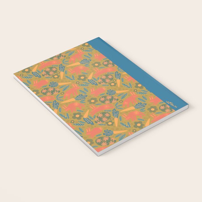 Cute Colorful Rabbits & Decorative Eggs in Terracotta & Green Notebook Gallery Image 3