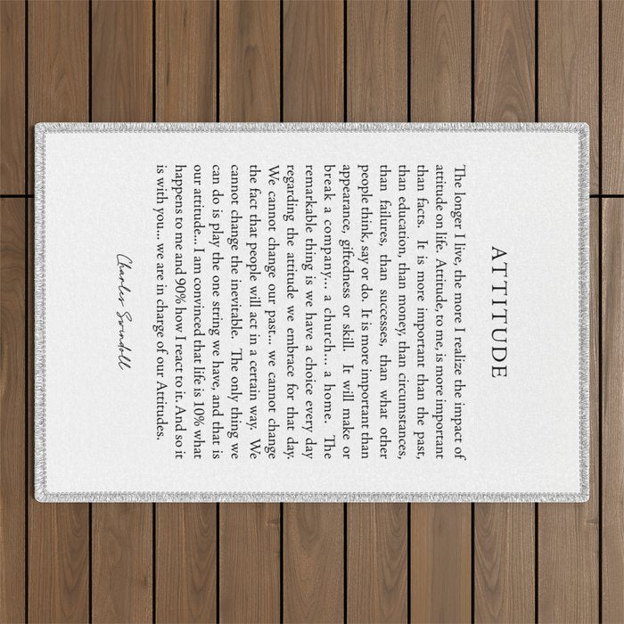 Charles Swindoll Quote, Attitude Outdoor Rug
